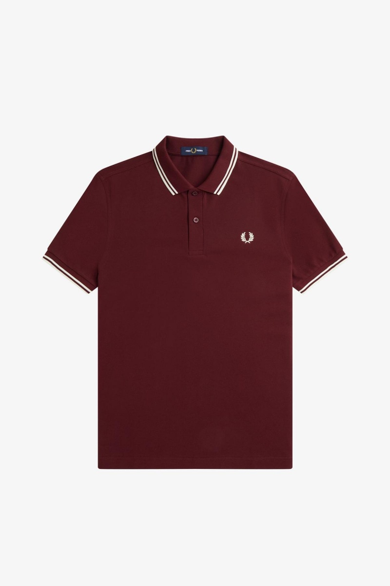 Fred Perry M3600 Fred Perry Shirt Herre Oxblood / Ecru / Ecru | NOZDE10328