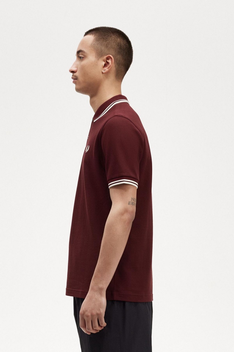 Fred Perry M3600 Fred Perry Shirt Herre Oxblood / Ecru / Ecru | NOZDE10328