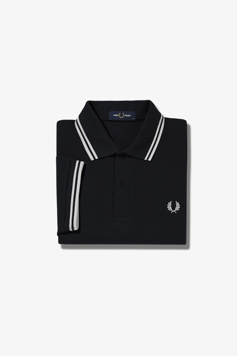 Fred Perry M3600 Fred Perry Shirt Herre Svarte Hvite Hvite | LNOSX73797