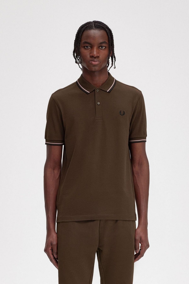 Fred Perry M3600 Polo T Skjorte Herre Mørke Rosa Svarte | ANOWC86951