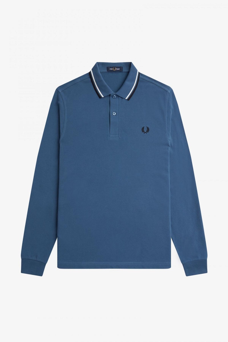 Fred Perry M3636 Fred Perry Shirt Herre Blå Hvite Svarte | BNOSD72030