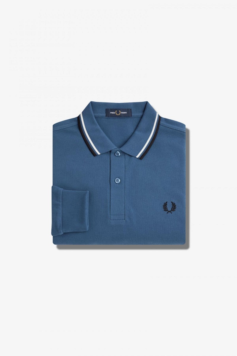 Fred Perry M3636 Fred Perry Shirt Herre Blå Hvite Svarte | BNOSD72030