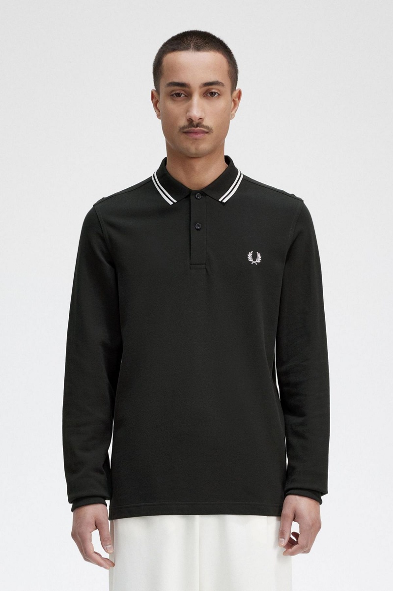 Fred Perry M3636 Fred Perry Shirt Herre Grønn Hvite Hvite | NONEJ82917