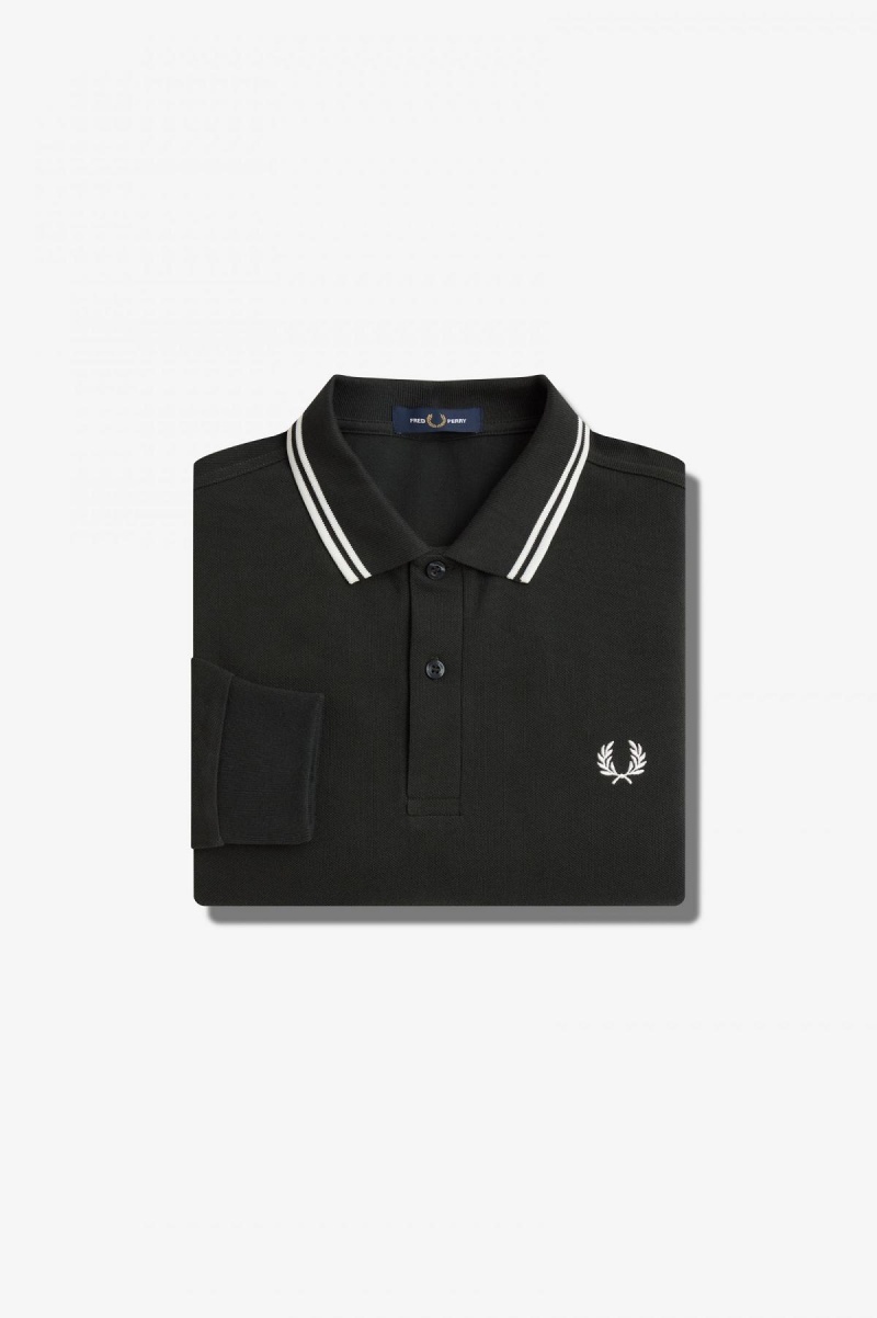 Fred Perry M3636 Fred Perry Shirt Herre Grønn Hvite Hvite | NONEJ82917