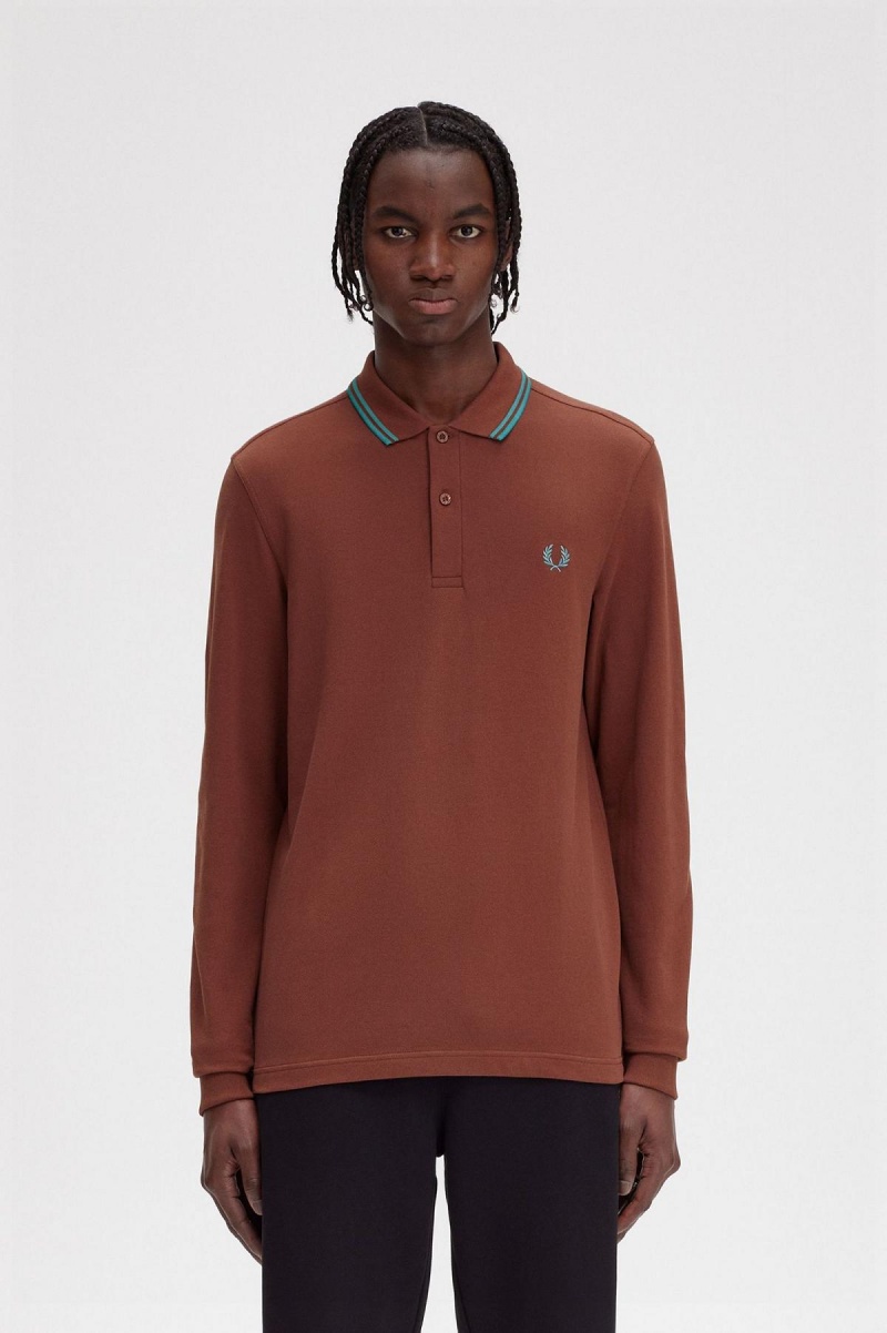 Fred Perry M3636 Fred Perry Shirt Herre Brune Dyp Mint Dyp Mint | ZNOMJ61292