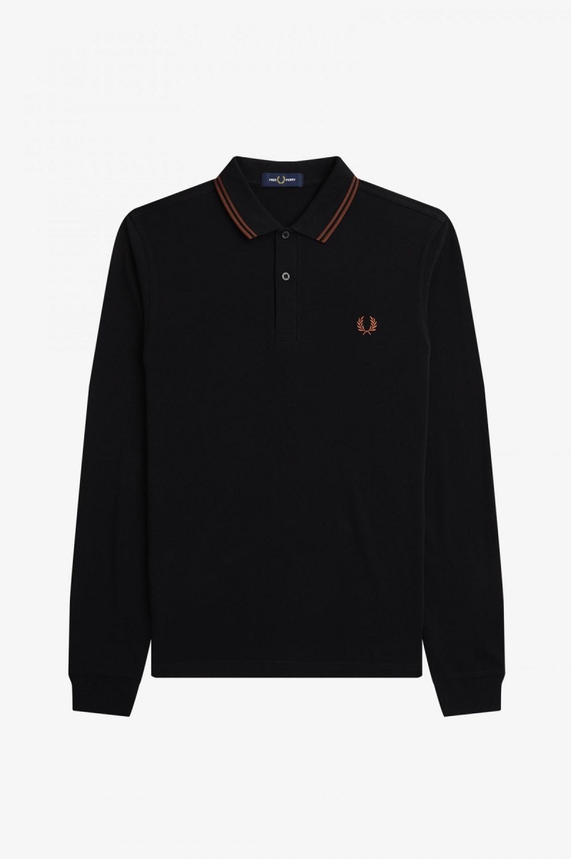 Fred Perry M3636 Fred Perry Shirt Herre Svarte Brune Brune | NOICD79947