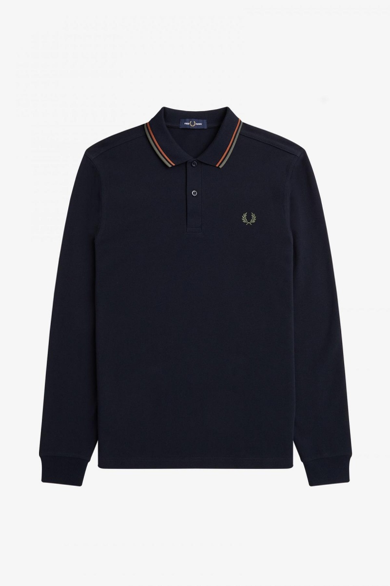 Fred Perry M3636 Fred Perry Shirt Herre Marineblå Grønn | BNOSO58731