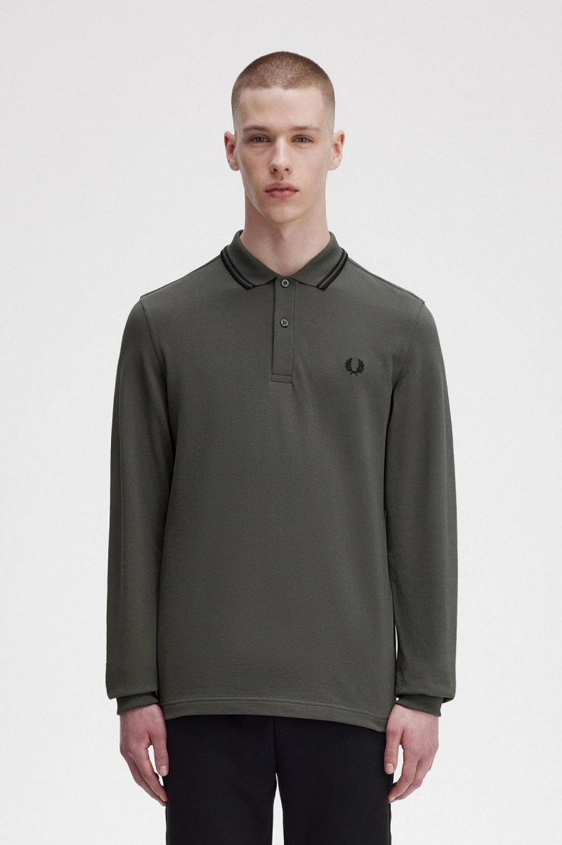 Fred Perry M3636 Fred Perry Shirt Herre Grønn Svarte Svarte | BNOSO50497