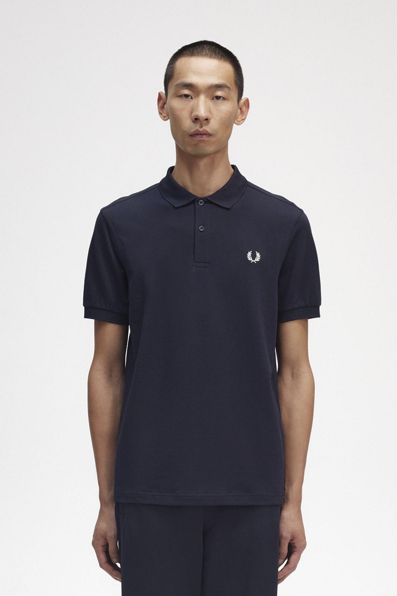 Fred Perry M6000 Fred Perry Shirt Herre Marineblå Hvite | NOEGJ89231