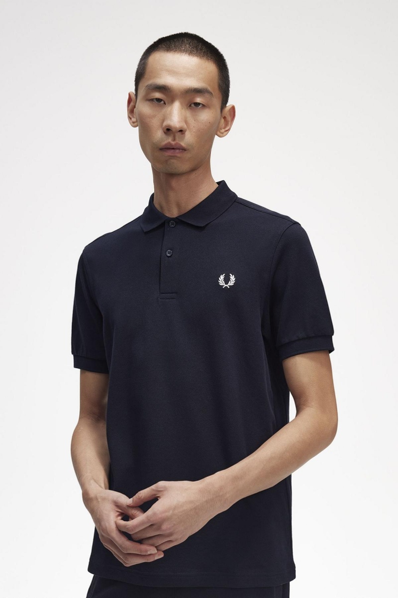 Fred Perry M6000 Fred Perry Shirt Herre Marineblå Hvite | NOEGJ89231