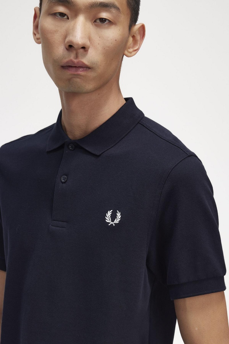 Fred Perry M6000 Fred Perry Shirt Herre Marineblå Hvite | NOEGJ89231