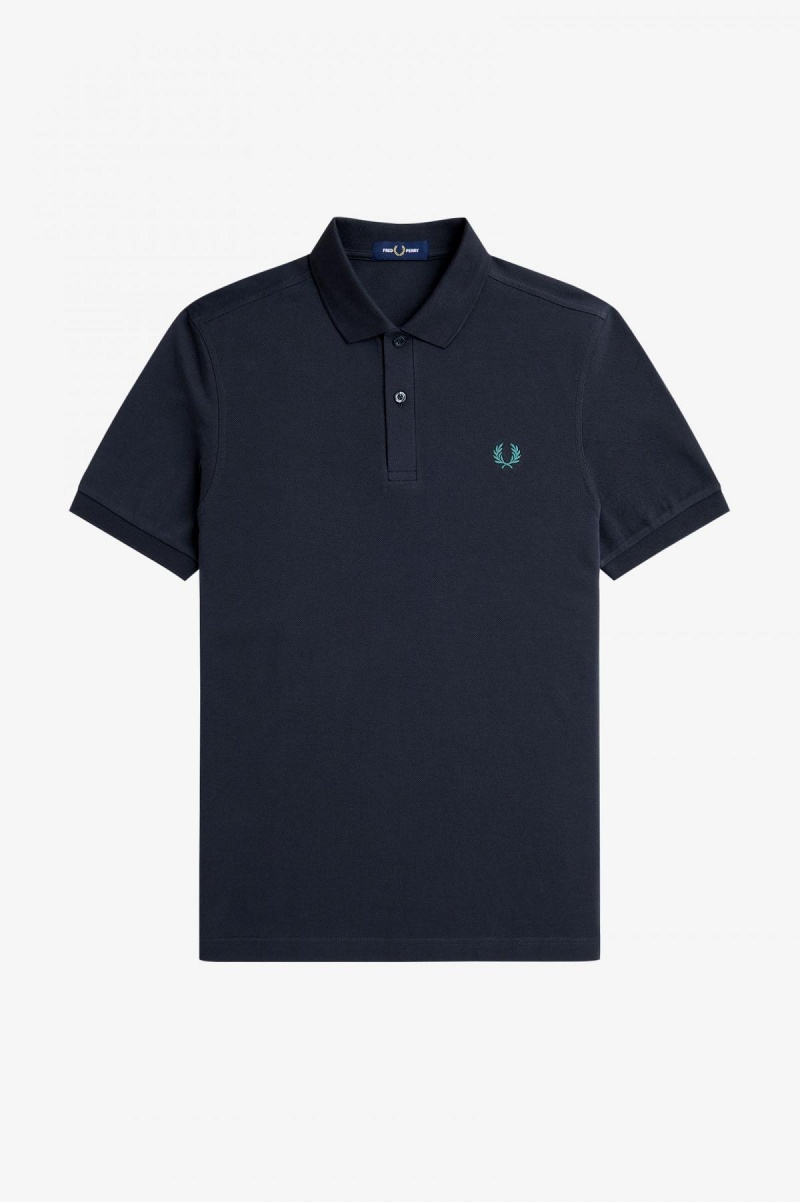 Fred Perry M6000 Fred Perry Shirt Herre Marineblå Dyp Mint | NOJKU23363