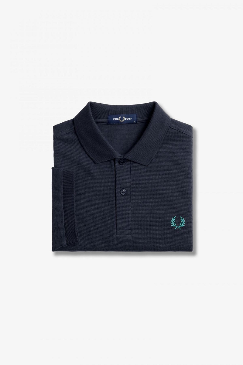 Fred Perry M6000 Fred Perry Shirt Herre Marineblå Dyp Mint | NOJKU23363