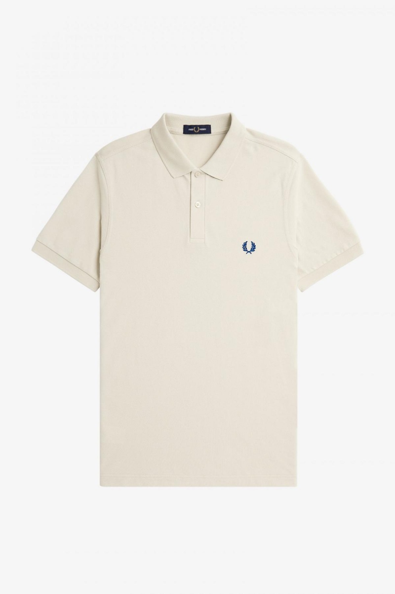 Fred Perry M6000 Fred Perry Shirt Herre Ecru / Shaded Cobalt | GNOUC36179