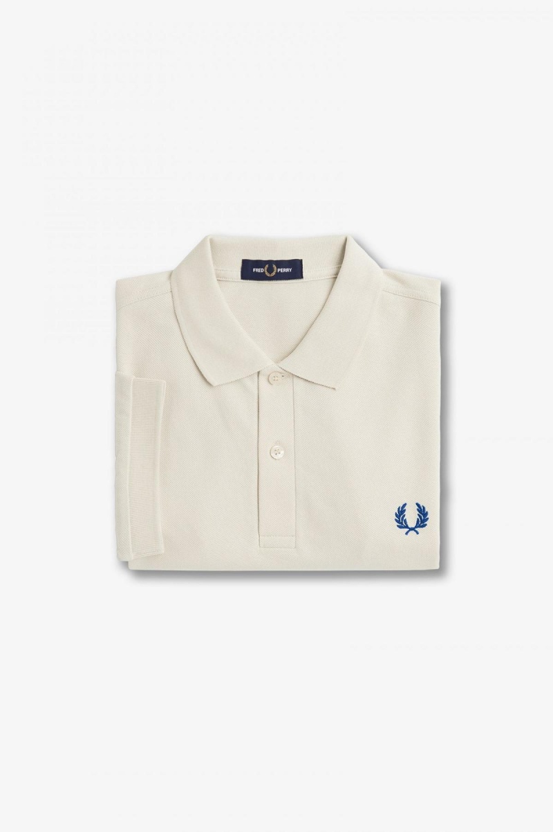 Fred Perry M6000 Fred Perry Shirt Herre Ecru / Shaded Cobalt | GNOUC36179