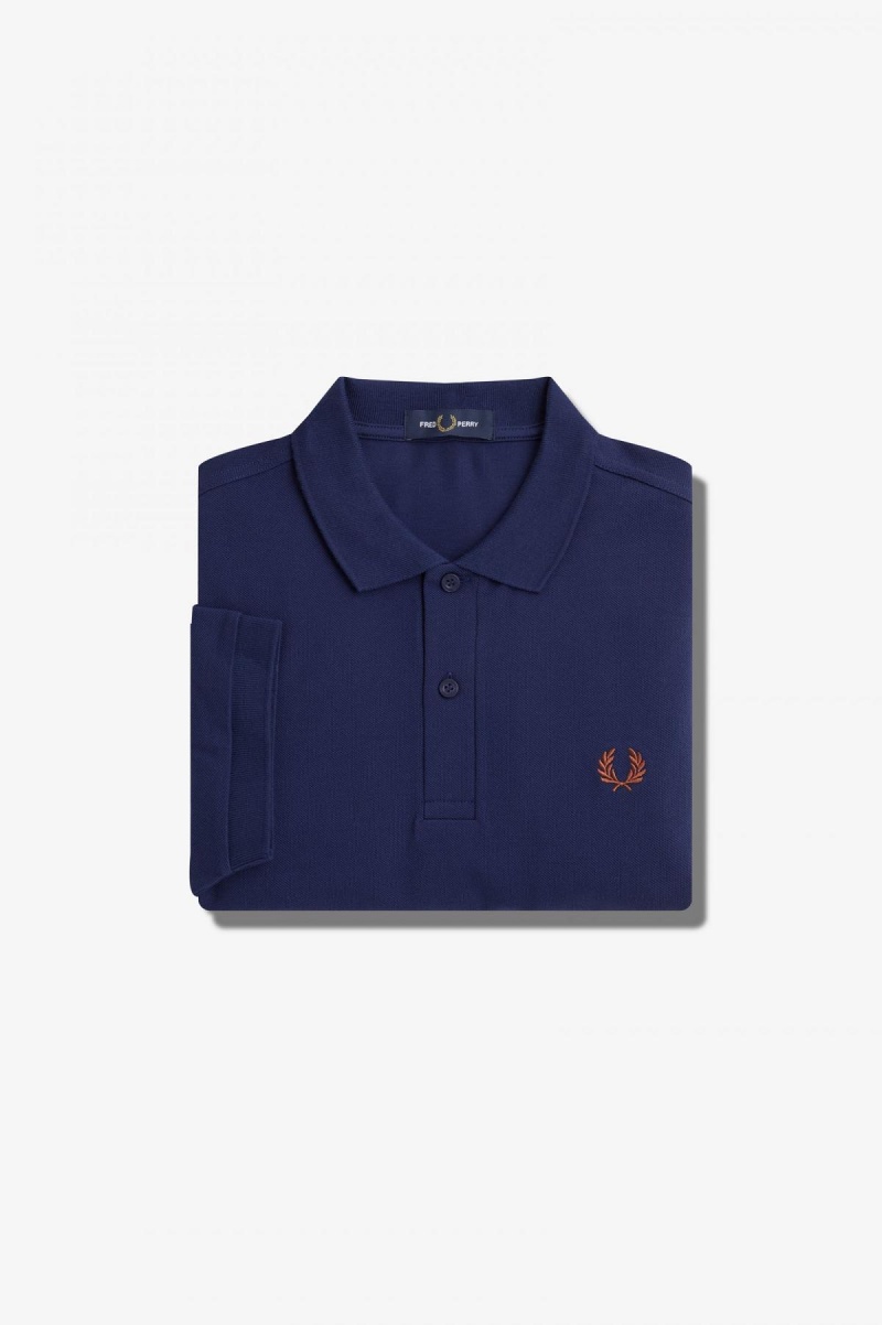 Fred Perry M6000 Fred Perry Shirt Herre Marineblå Brune | SNOVO33701