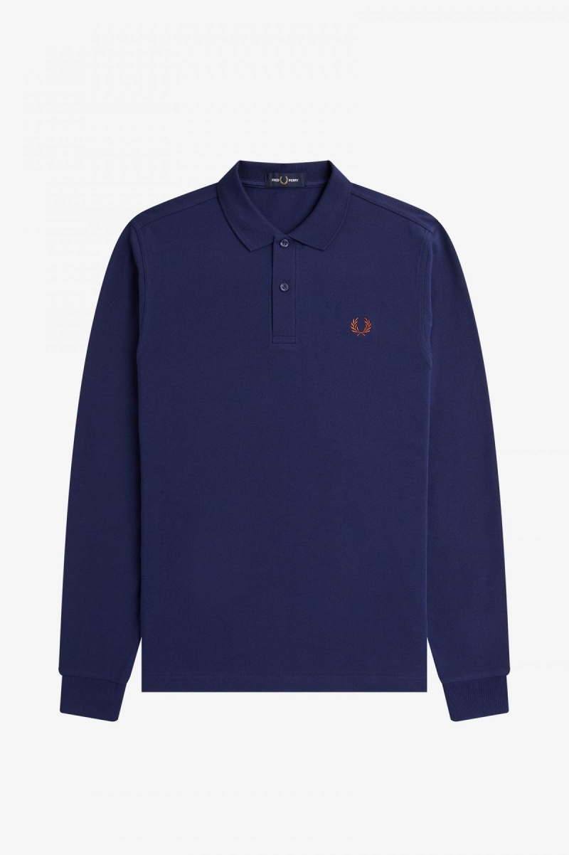 Fred Perry M6006 Fred Perry Shirt Herre Marineblå Brune | ANODF48591