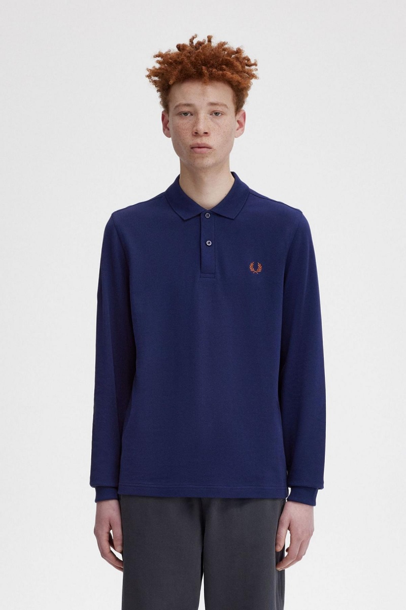 Fred Perry M6006 Fred Perry Shirt Herre Marineblå Brune | ANODF48591