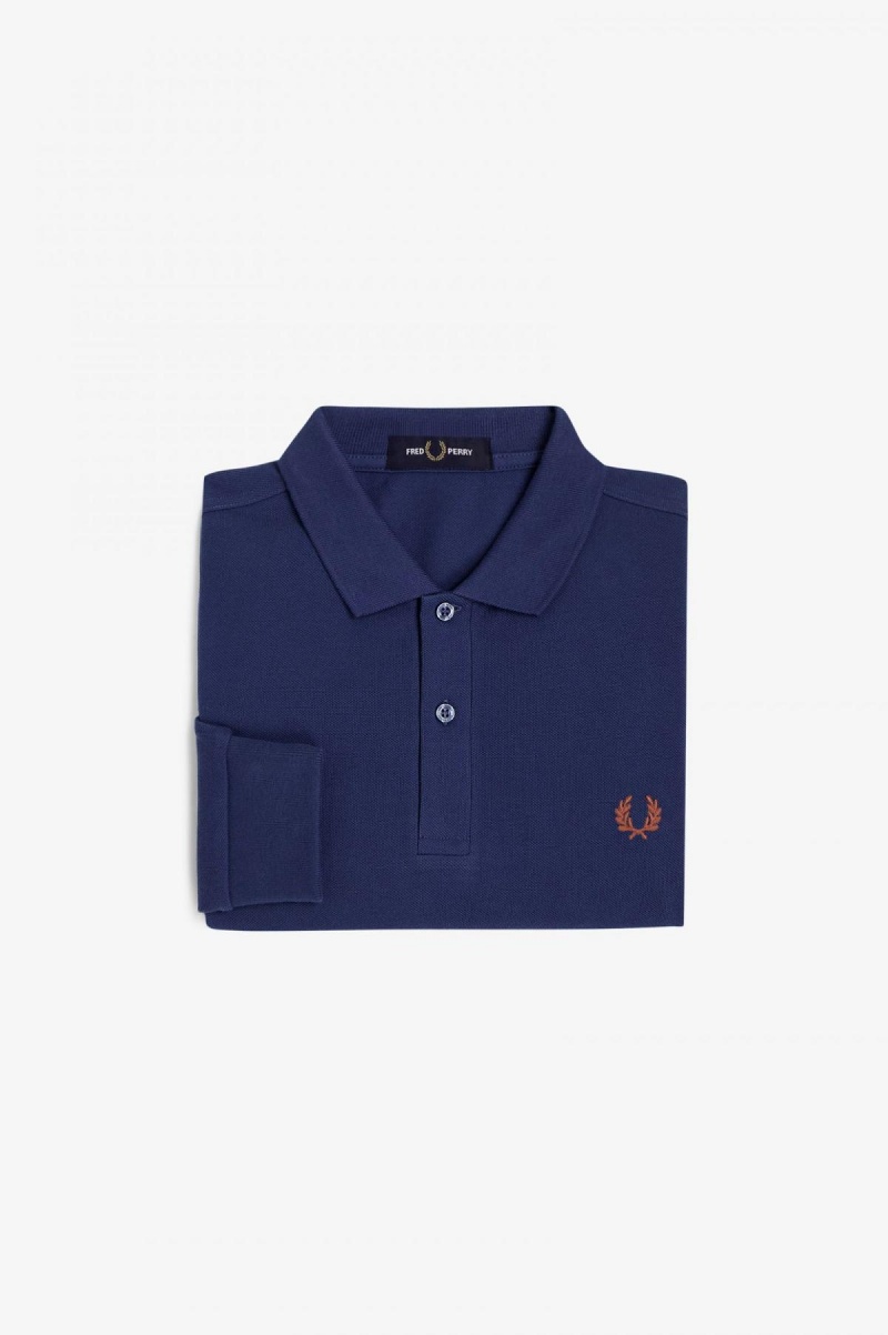 Fred Perry M6006 Fred Perry Shirt Herre Marineblå Brune | ANODF48591