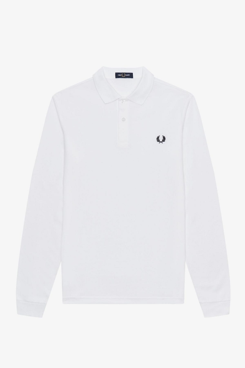 Fred Perry M6006 Fred Perry Shirt Herre Hvite Marineblå | ANODF50481