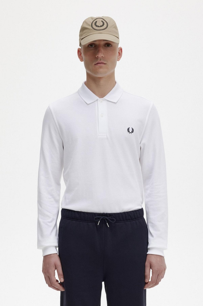 Fred Perry M6006 Fred Perry Shirt Herre Hvite Marineblå | ANODF50481