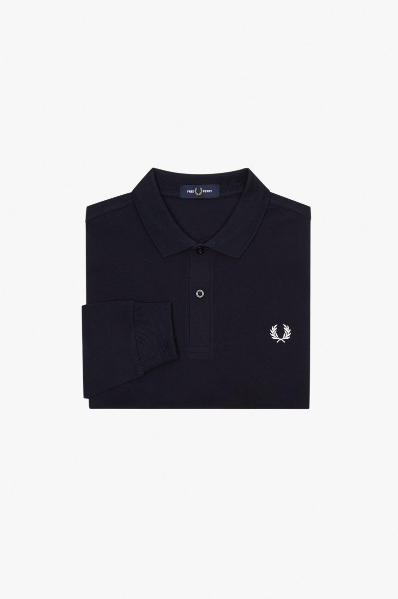 Fred Perry M6006 Fred Perry Shirt Herre Marineblå Hvite | FNOHY11933