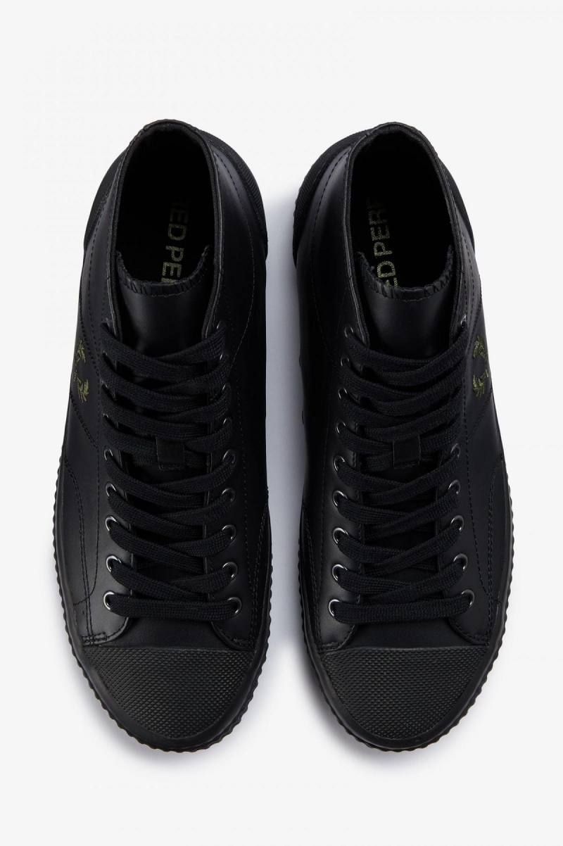 Fred Perry Mid Hughes Sko Dame Svarte Grønn | NOQAV76409