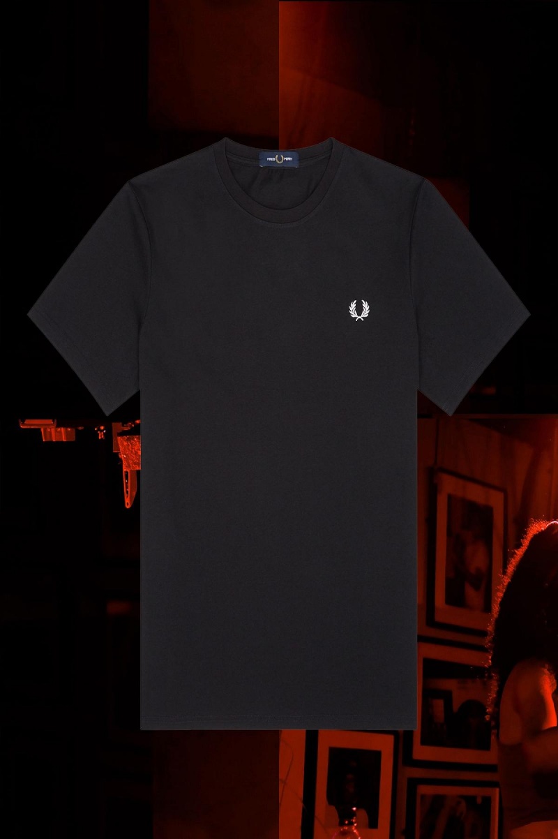 Fred Perry Munich Ringer T-skjorte Herre Svarte | DNOKV49544