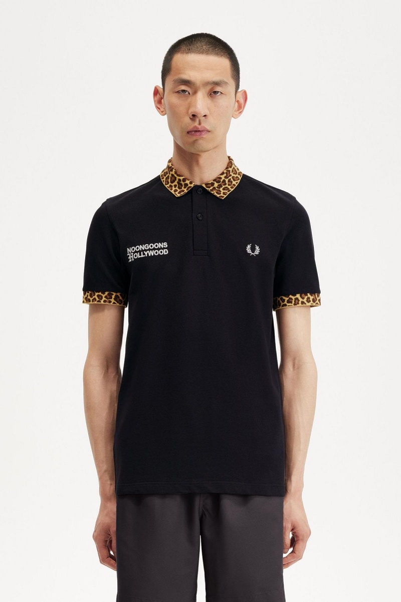 Fred Perry Noongoons Leopard Print Polo Shirt Polo T Skjorte Herre Svarte | YNOGT89414