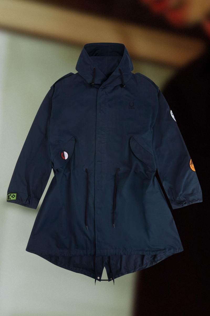 Fred Perry Patch Detail Parka Frakker Herre Marineblå | QNOWA95142