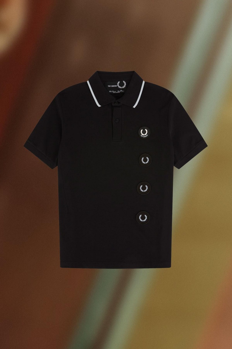 Fred Perry Patch Detail Polo Shirt Polo T Skjorte Herre Svarte | LNOSX65636