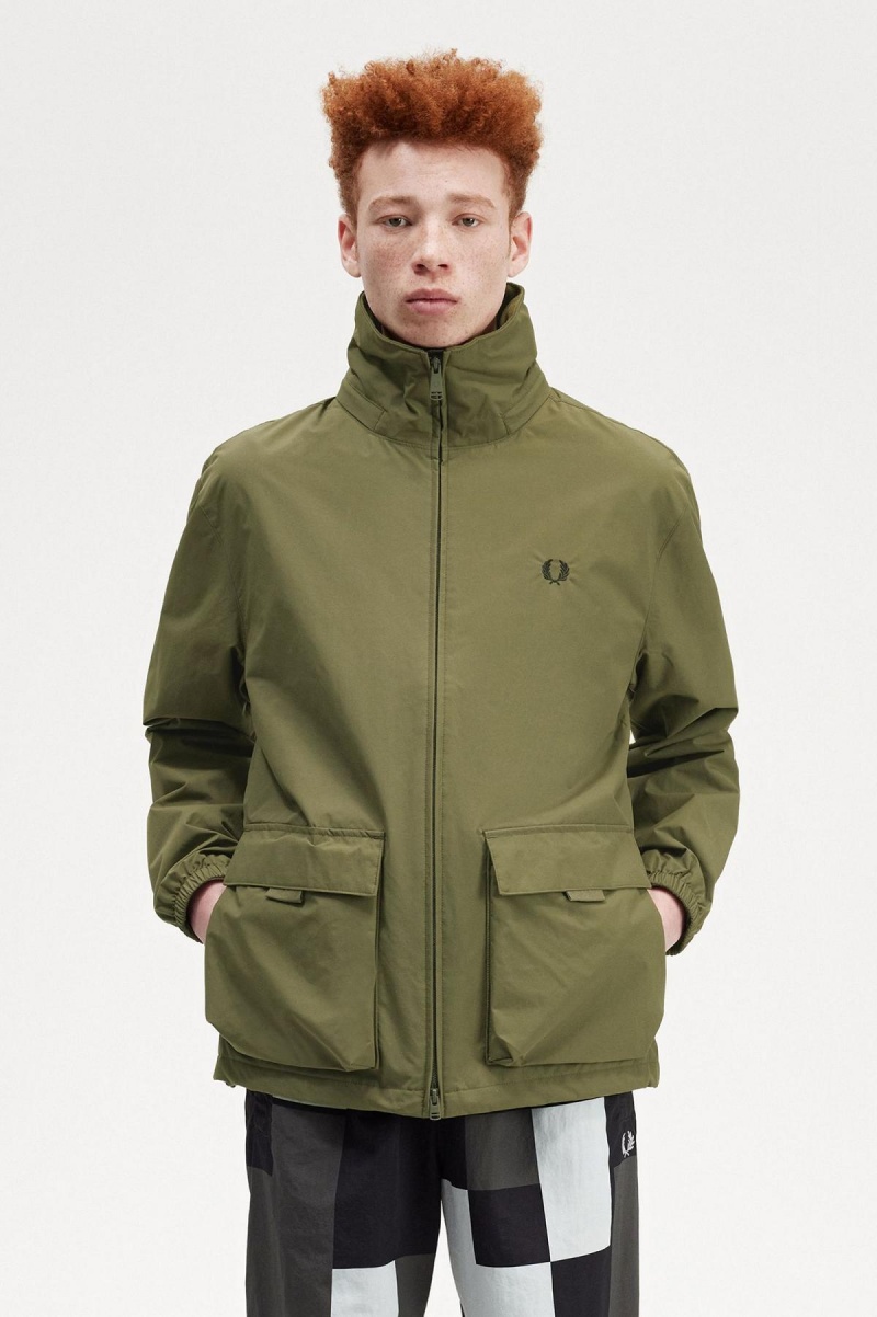 Fred Perry Patch Pocket Zip Through Frakker Herre Grønn | NOQAV78894