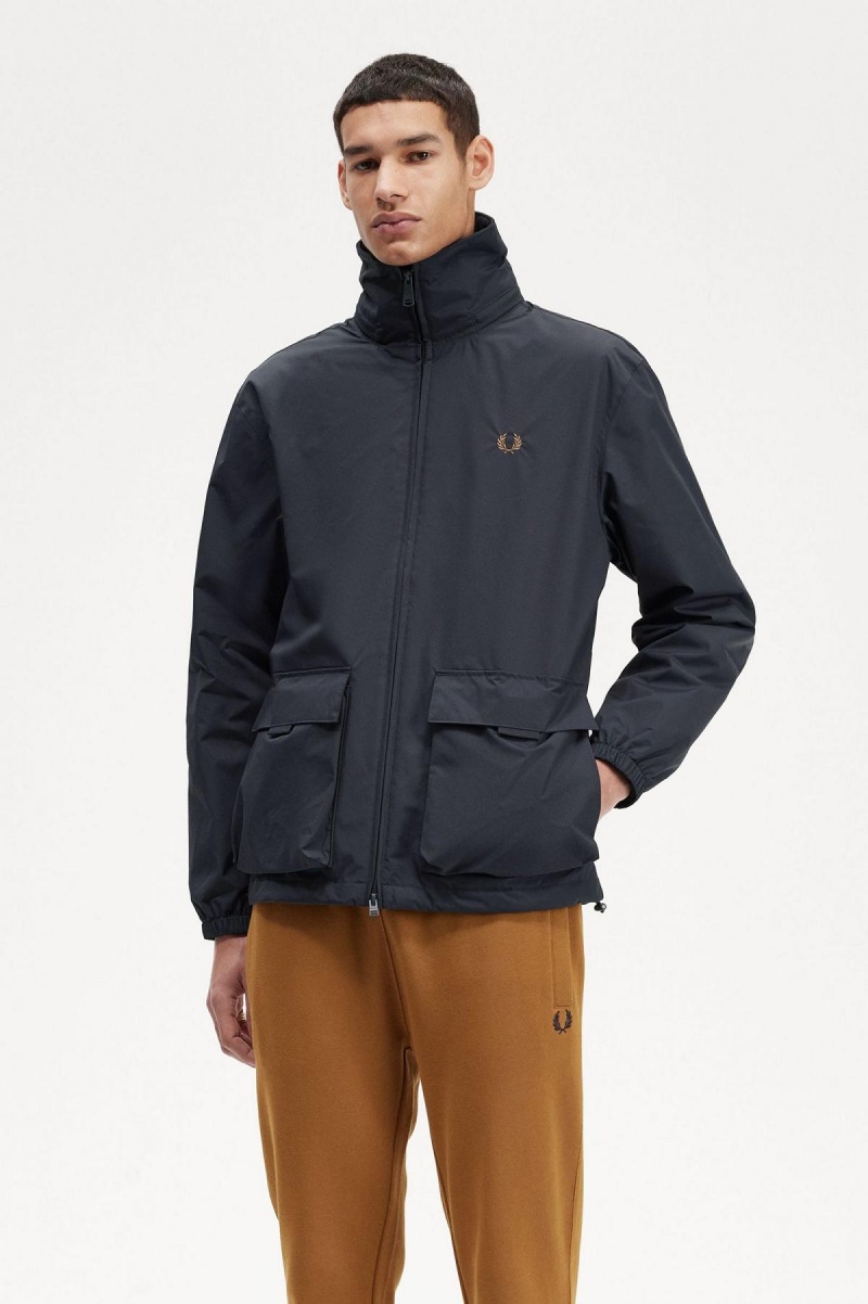 Fred Perry Patch Pocket Zip Through Frakker Herre Marineblå | XNOBH55397