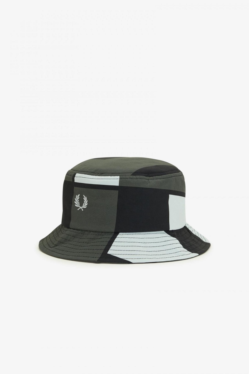 Fred Perry Pixel Print Bucket Hatt Accessories Lyse Grønn Svarte | DNOVO47823