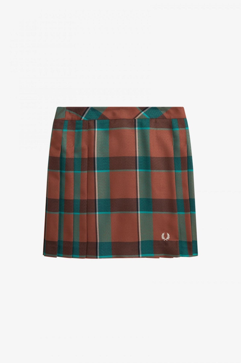 Fred Perry Plissert Tartan Bukser Dame Brune | YNOVQ19877