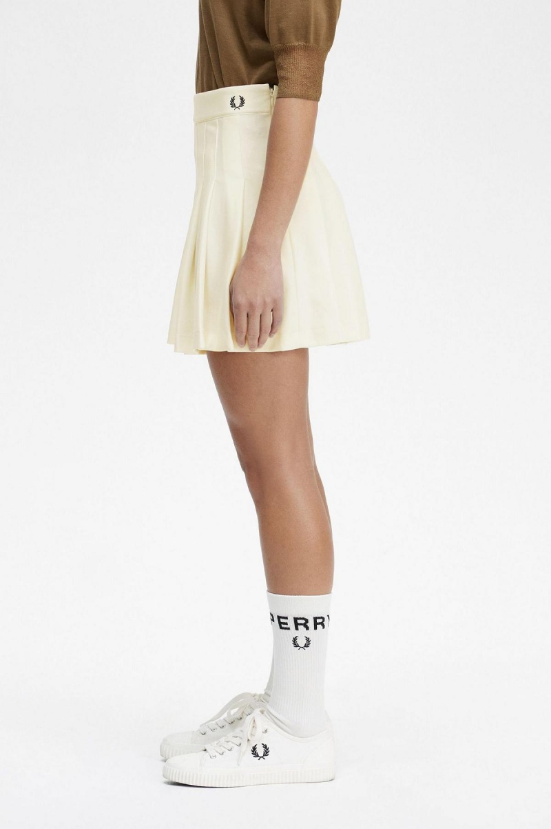 Fred Perry Plissert Tennis Bukser Dame Ecru | BNOSD32159