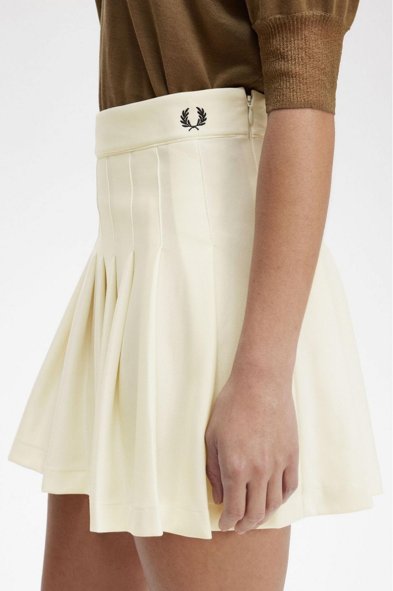 Fred Perry Plissert Tennis Bukser Dame Ecru | BNOSD32159