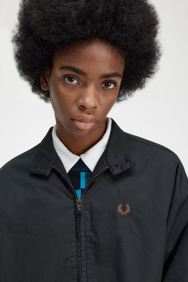 Fred Perry Polstret Zip-Through Frakker Dame Svarte | UNOTG26513