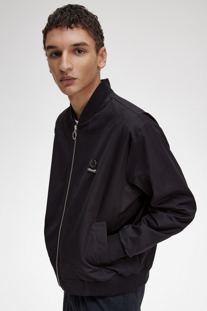 Fred Perry Printed Bomber Frakker Herre Svarte | NOJKU48861