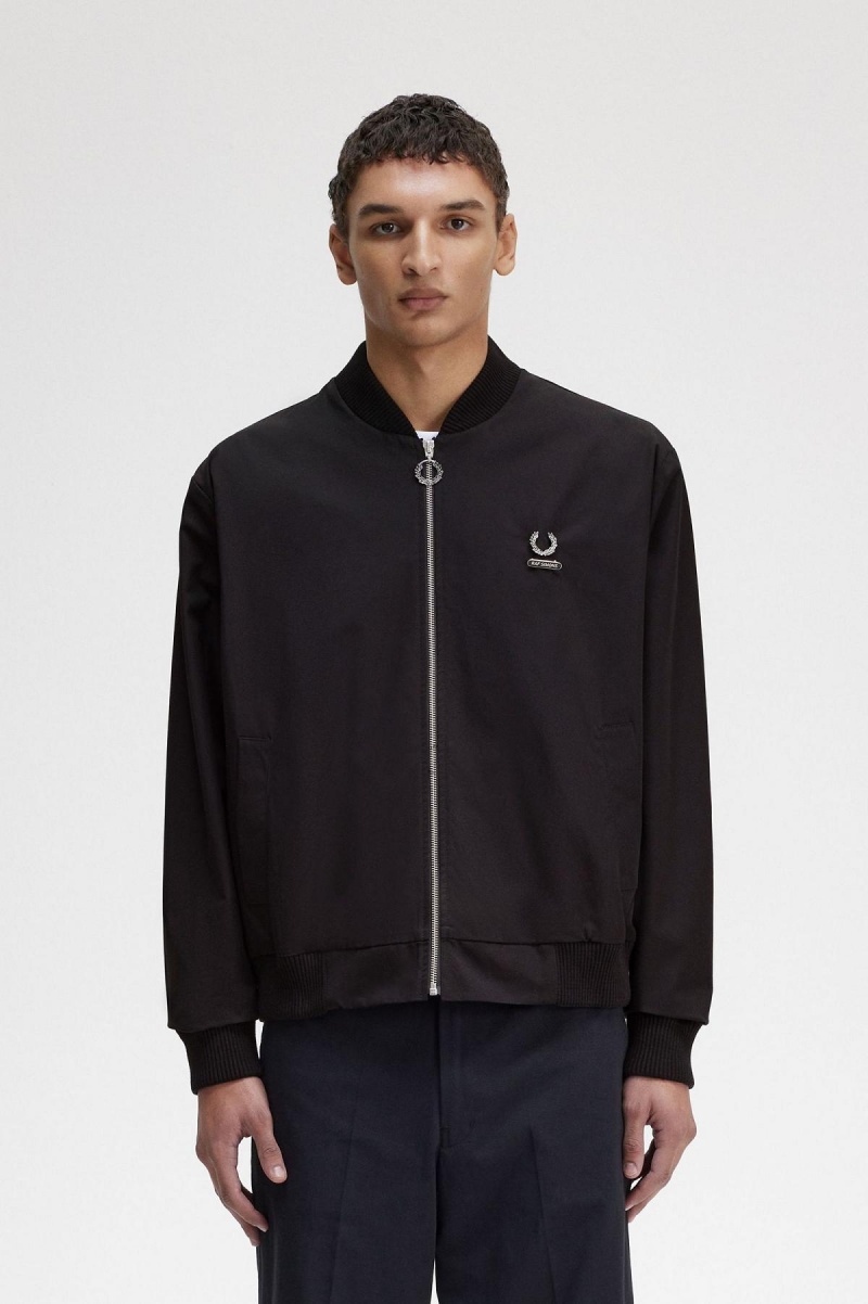 Fred Perry Printed Bomber Frakker Herre Svarte | NOJKU48861