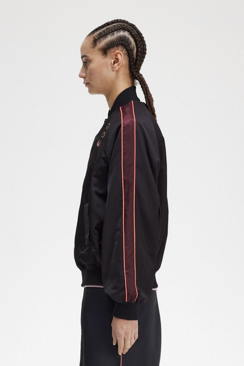 Fred Perry Printed Lining Bomber Frakker Dame Svarte | XNOGW28447