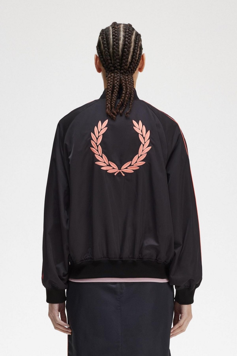 Fred Perry Printed Lining Bomber Frakker Dame Svarte | XNOGW28447