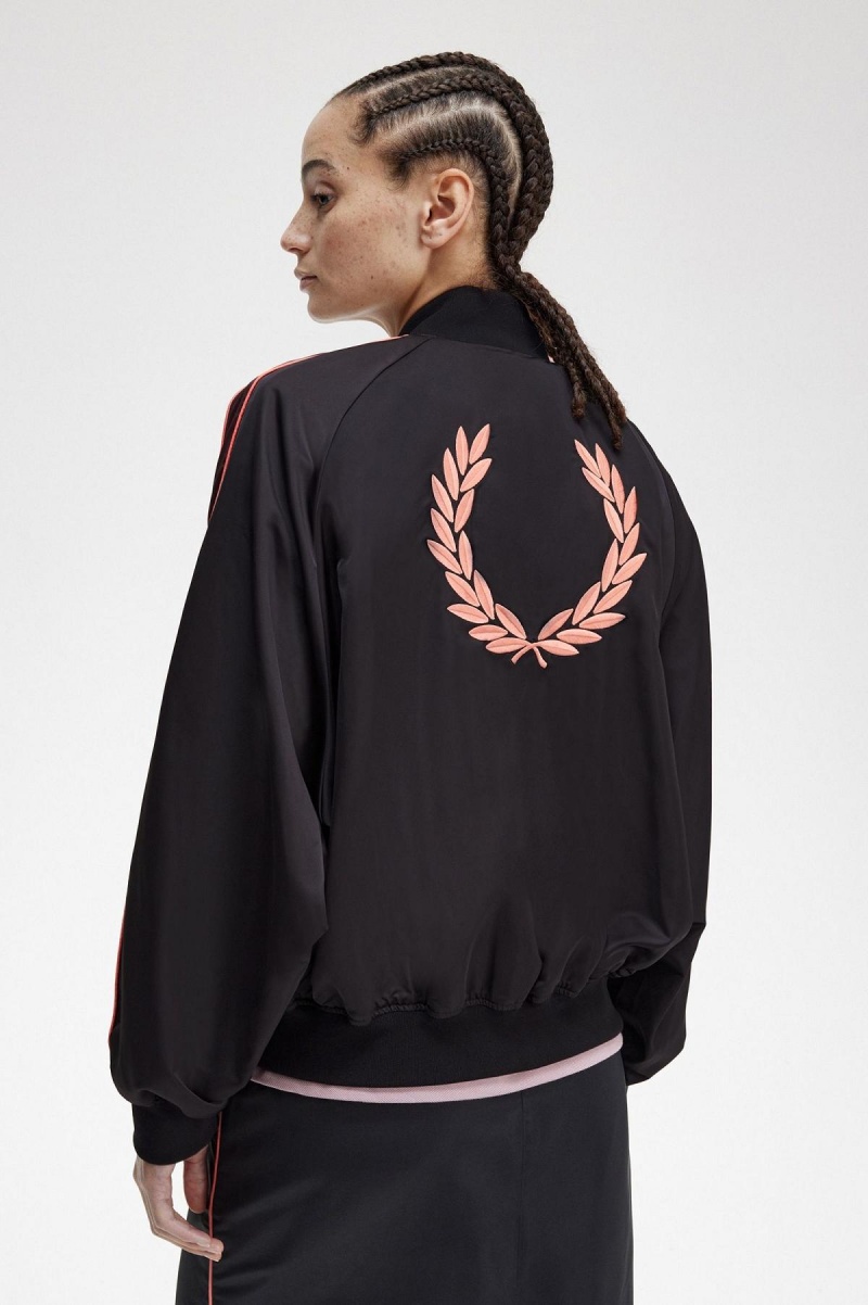 Fred Perry Printed Lining Bomber Frakker Dame Svarte | XNOGW28447