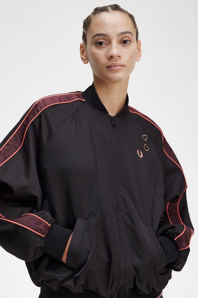 Fred Perry Printed Lining Bomber Frakker Dame Svarte | XNOGW28447