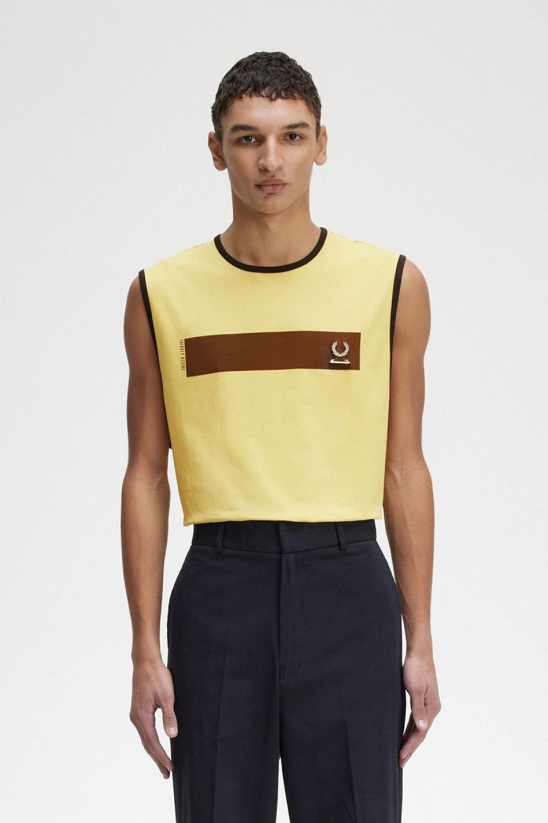 Fred Perry Printed Vest T-skjorte Herre Dirty Lime | NOXBR20015