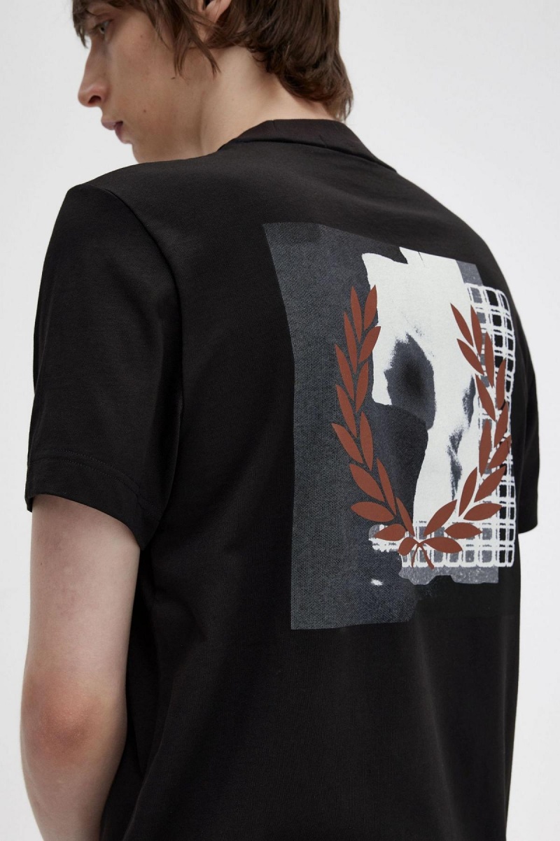 Fred Perry Rave Grafiske T-skjorte Herre Svarte | YNOGT16054