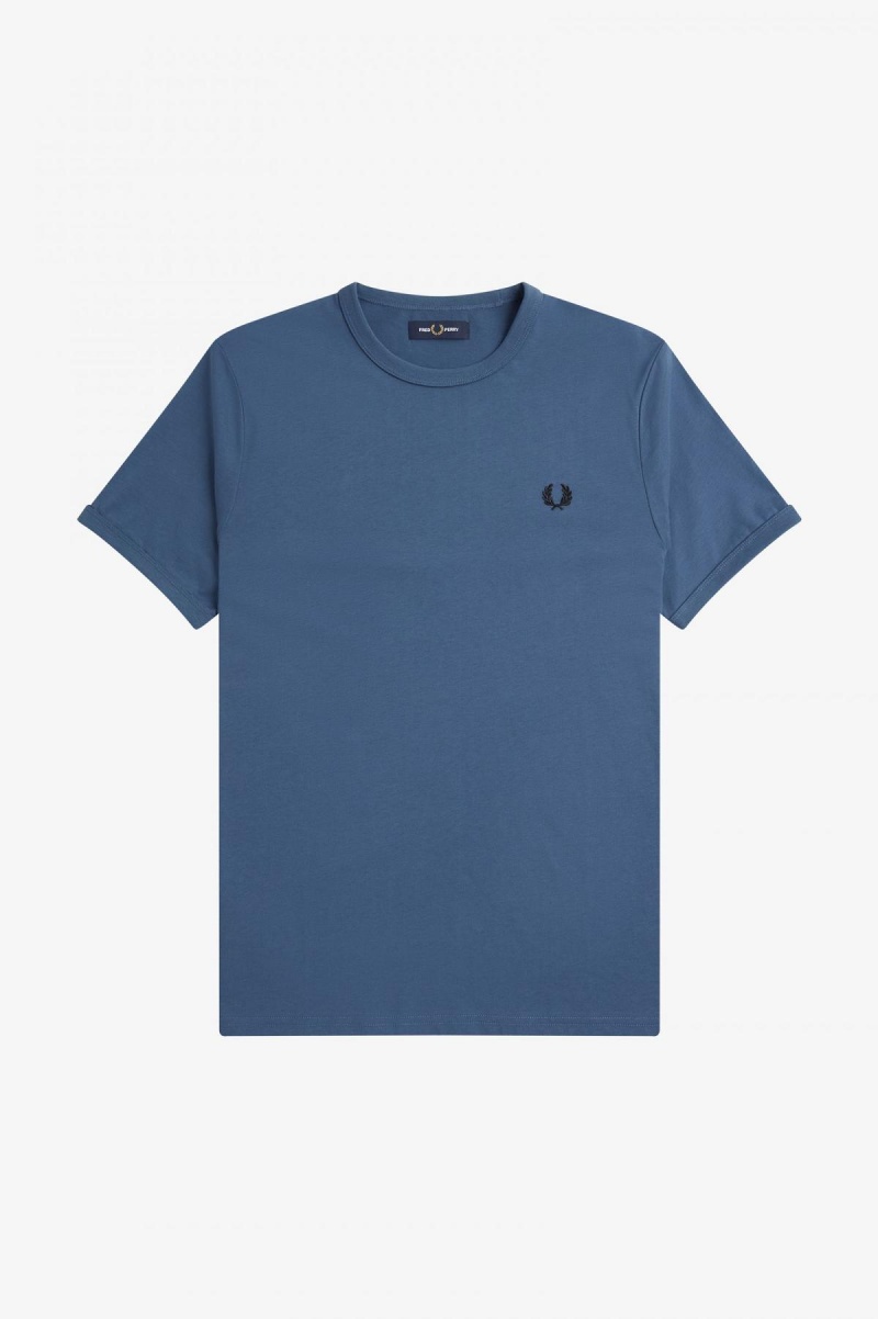 Fred Perry Ringer T-skjorte Herre Blå | BNOSD59982