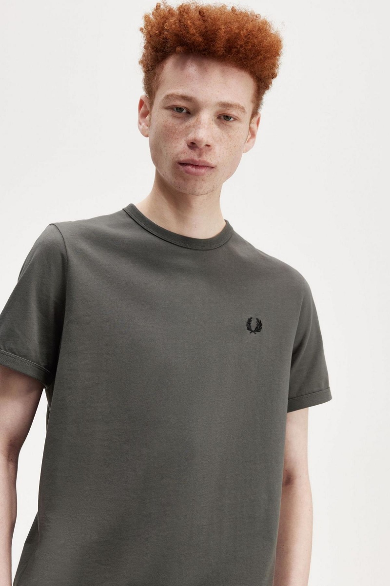 Fred Perry Ringer T-skjorte Herre Grønn | QNOWA45170