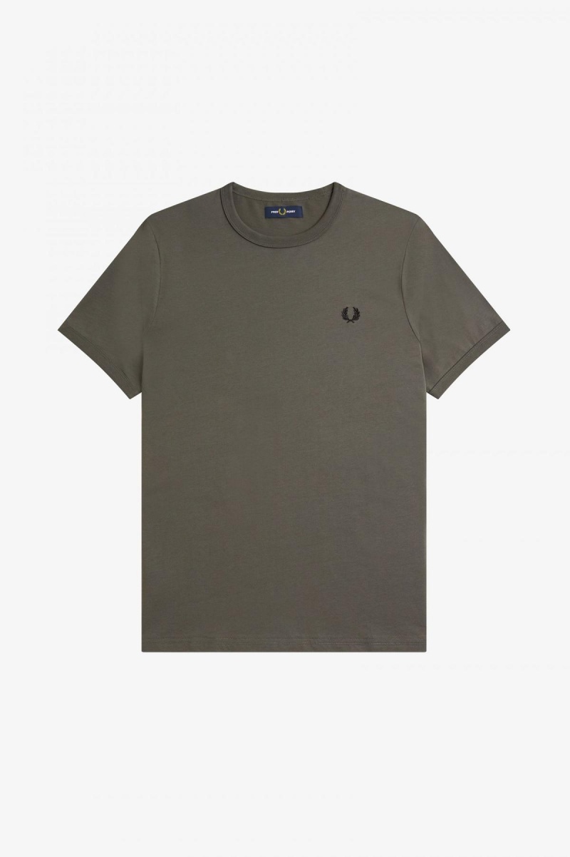 Fred Perry Ringer T-skjorte Herre Grønn | QNOWA45170