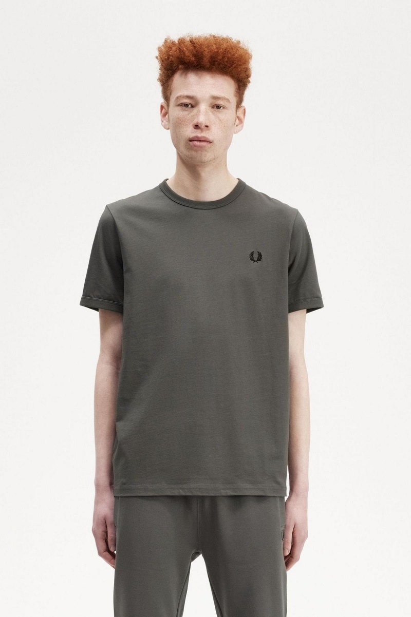 Fred Perry Ringer T-skjorte Herre Grønn | QNOWA45170